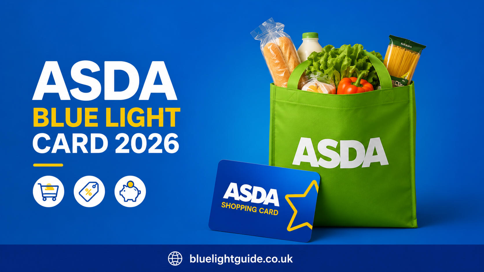 Asda Blue Light Card 2026 guide featuring discounted shopping cards and grocery savings