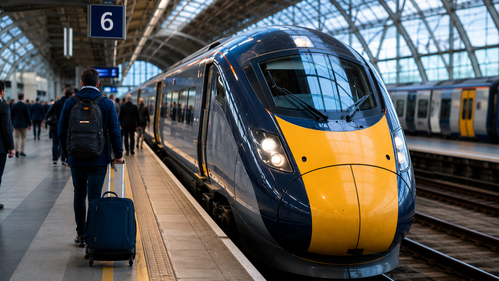 Blue Light Card train discounts at a UK railway station.