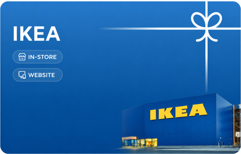 IKEA e-gift card showing in-store and website usage options.