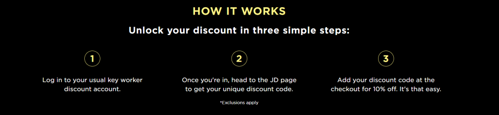 jd sports 10% discount working process