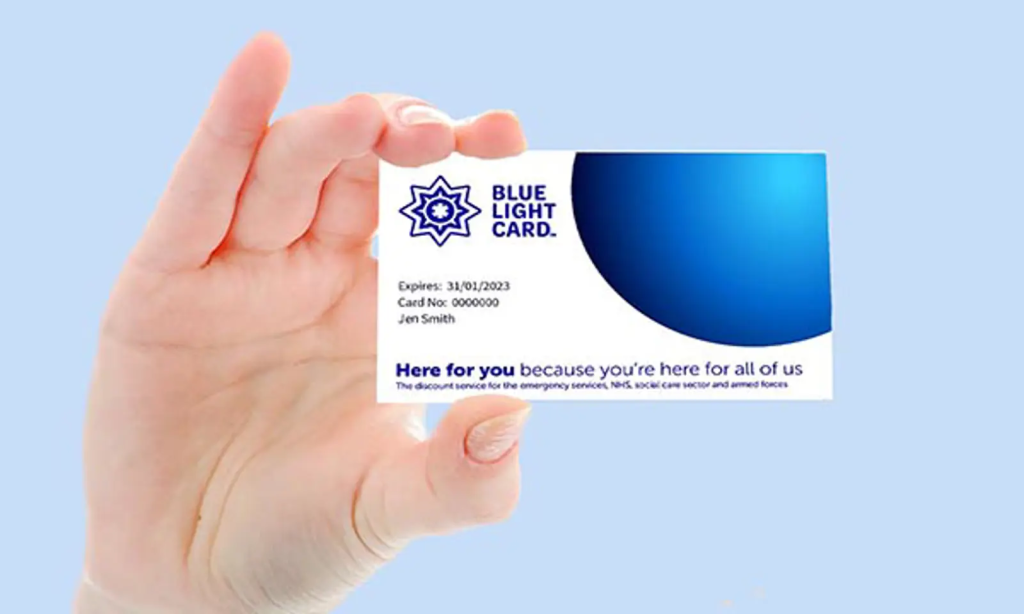 blue light card in hand showcasing the physical look