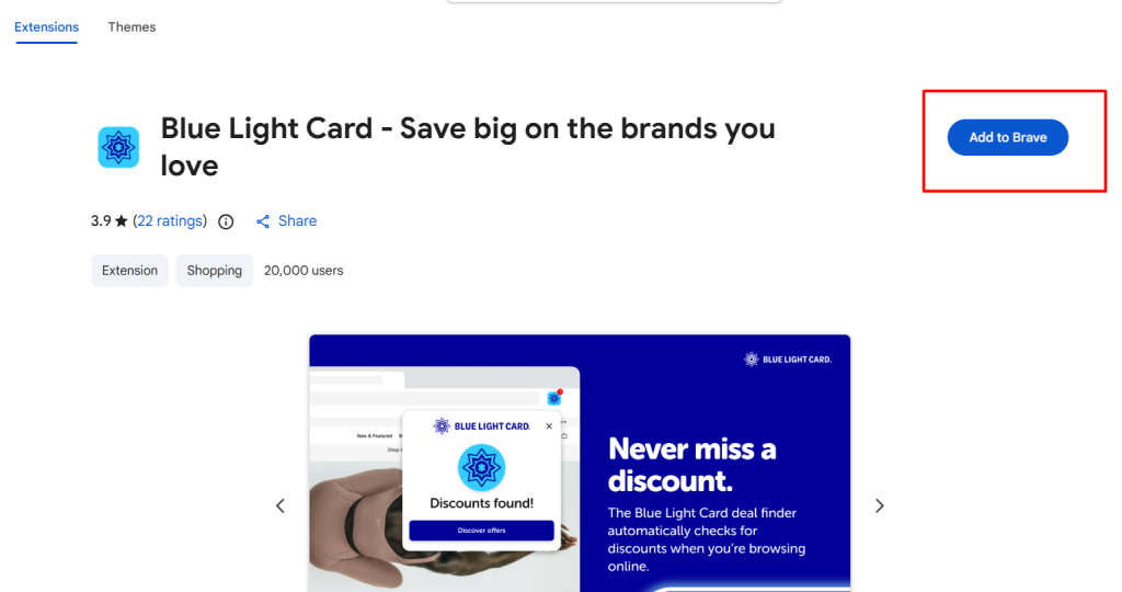 install the blue light card chrome extension