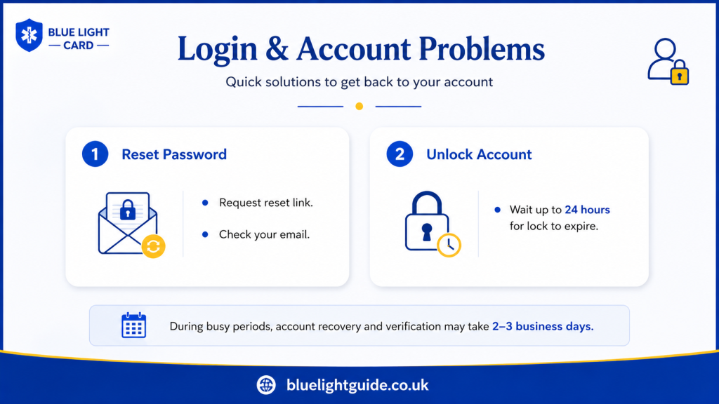 blue light card login and account problems