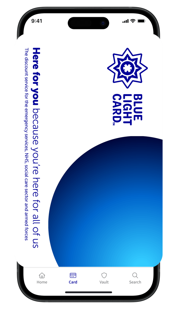 blue light card shown in the app