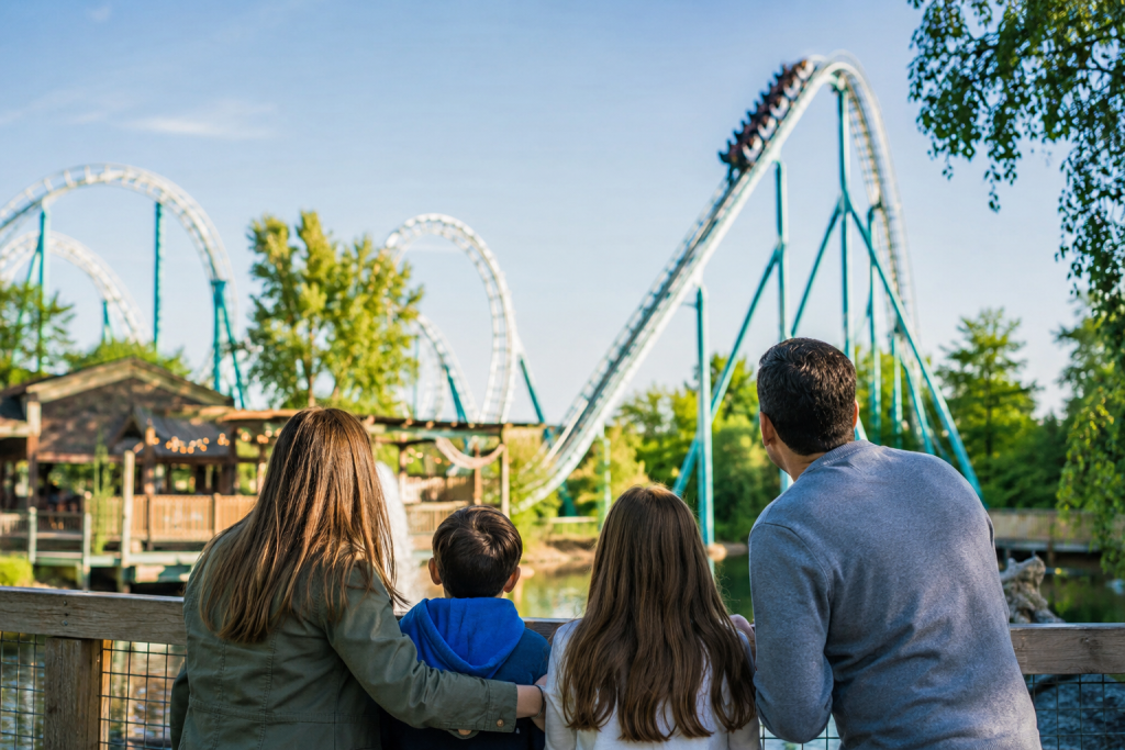 Family Watching the Roller Coaster