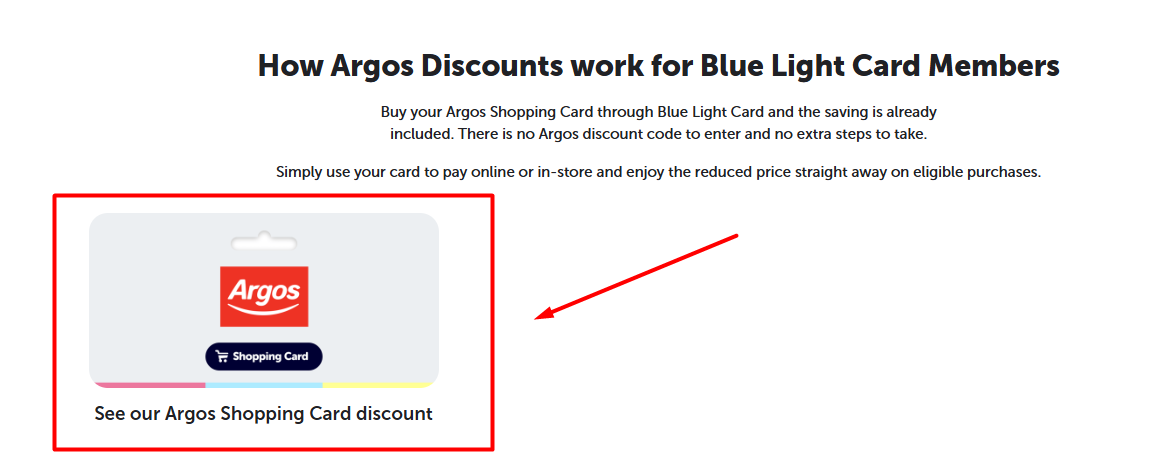 select discounted shopping card at blue light card